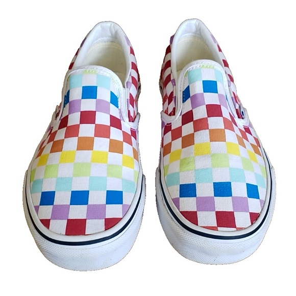 Vans Other - Vans Slip-On Rainbow Checkerboard Canvas Sneakers Men’s 10 Women’s 11.5 NWOT